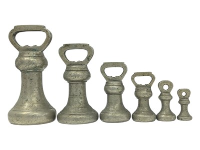 Lot 307 - COLLECTION OF MID CENTURY BRASS WEIGHT SCALES WEIGHTS