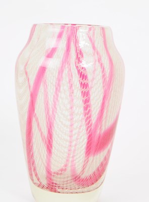 Lot 45 - HARRACH MID 20TH CENTURY CIRCA 1950S PINK & WHITE GLASS VASE