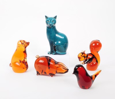 Lot 48 - WEDGWOOD - COLLECTION OF AMBER GLASS ANIMAL PAPERWEIGHTS