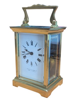 Lot 344 - MAPPIN & WEBB - 20TH CENTURY BRASS & GLASS CARRIAGE CLOCK