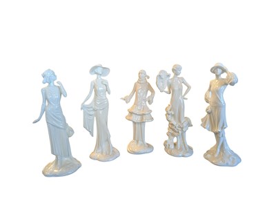 Lot 162 - ROYAL WORCESTER - THE 1920S VOGUE COLLECTION - FIVE BONE CHINA LADIES
