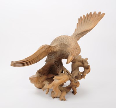 Lot 241 - VINTAGE 20TH CENTURY HAND CARVED EAGLE ON BRANCHES