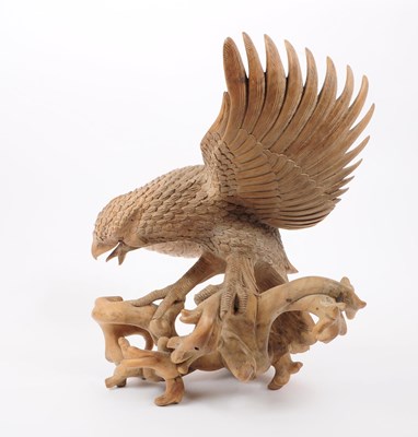 Lot 241 - VINTAGE 20TH CENTURY HAND CARVED EAGLE ON BRANCHES