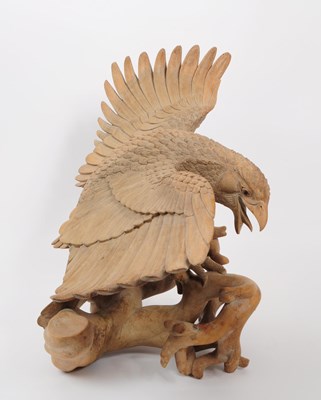 Lot 241 - VINTAGE 20TH CENTURY HAND CARVED EAGLE ON BRANCHES