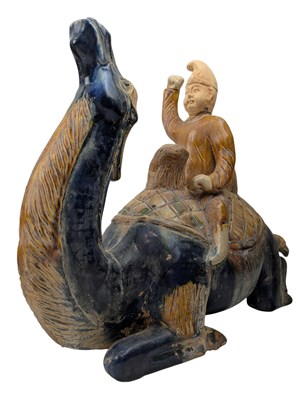 Lot 148 - TANG STYLE SANCAI ON COBALT BLUE POTTERY RIDER ON CAMEL