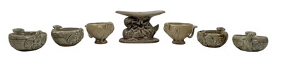Lot 156 - COLLECTION OF WEI JIN DYNASTY YUE WARE STONEWARE 越窑杯壶一组