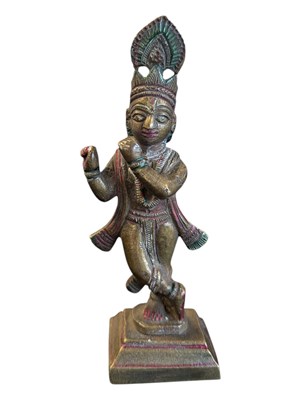 Lot 329 - 20TH CENTURY INDIAN BRASS KRISHNA FIGURE