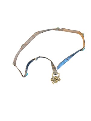 Lot 332 - 19TH CENTURY CHINESE LEATHER STONE DECORATED BELT