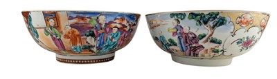 Lot 161 - TWO 18TH CENTURY QING DYNASTY EXPORT PORCELAIN PUNCH BOWLS 18世纪出口潘翠盌两个
