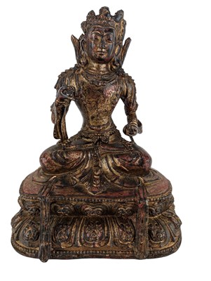 Lot 28 - 19TH CENTURY TIBETAN BRONZE FIGURE OF VAJRASATTVA 19世纪 金刚薩埵菩萨