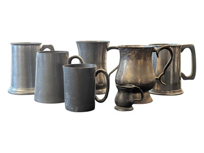 Lot 334 - COLLECTION OF 18TH CENTURY & LATER PEWTER SILVER PLATE TANKARDS