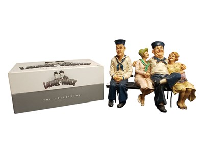 Lot 337 - LATE 20TH CENTURY LAUREL & HARDY RESIN FIGURES WITH DVD BOX SET