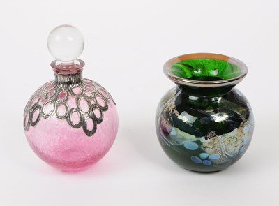 Lot 53 - ISLE OF WIGHT - 20TH CENTURY SIGNED GLASS VASE W/ ANOTHER EXAMPLE