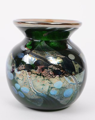 Lot 53 - ISLE OF WIGHT - 20TH CENTURY SIGNED GLASS VASE W/ ANOTHER EXAMPLE