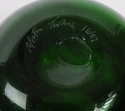 Lot 53 - ISLE OF WIGHT - 20TH CENTURY SIGNED GLASS VASE W/ ANOTHER EXAMPLE