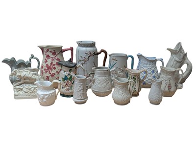 Lot 190 - COLLECTION OF 19TH CENTURY VICTORIAN PARIAN WARE AND CERAMIC JUGS