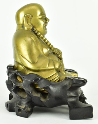 Lot 39 - QING / REPUBLIC PERIOD BRONZE FIGURE OF LAUGHING BUDDHA 晚清民国 铜笑佛坐像带座