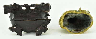 Lot 39 - QING / REPUBLIC PERIOD BRONZE FIGURE OF LAUGHING BUDDHA 晚清民国 铜笑佛坐像带座