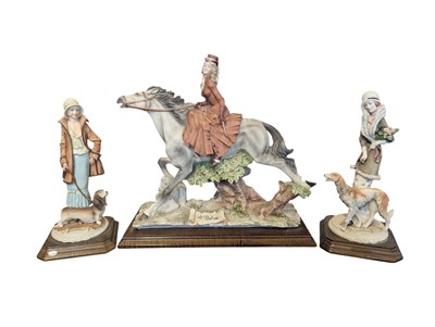 Lot 348 - AURO BELCARI - THREE LATE 20TH CENTURY ITALIAN CAPODIMONTE STYLE RESIN FIGURES