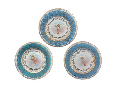 Lot 449 - ROYAL VIENNA - THREE 19TH CENTURY CHINA CABINET PLATES