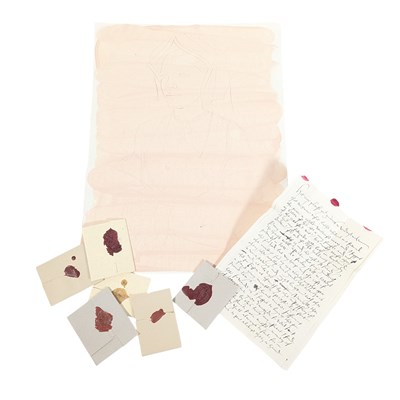 Lot 382 - WOLF HALL (2024) - PRODUCTION PROP JANE SEYMOUR SKETCH AND LETTERS