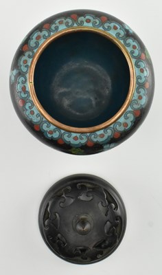Lot 163 - EARLY 20TH CENTURY CHINESE CLOISONNE JAR WITH WOODEN COVER