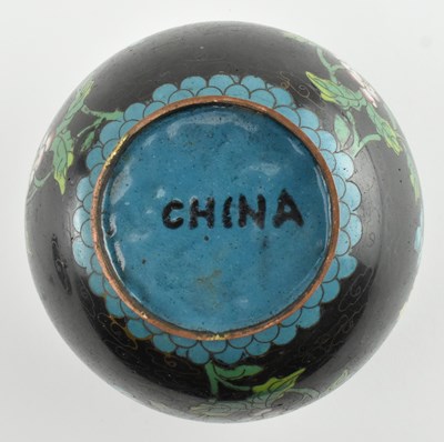 Lot 163 - EARLY 20TH CENTURY CHINESE CLOISONNE JAR WITH WOODEN COVER