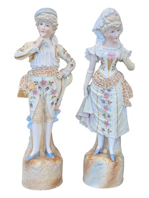 Lot 440 - PAIR OF 19TH CENTURY CONTINENTAL FIGURINES - ROMANTIC COUPLE