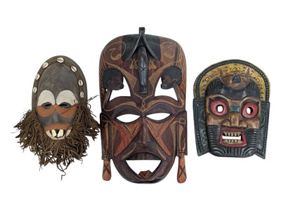 Lot 376 - AFRICAN TRIBAL ART - COLLECTION OF THREE HAND MADE AFRICAN CEREMONY MASKS