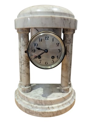 Lot 378 - 19TH CENTURY FRENCH NEOCLASSICAL MARBLE MANTEL CLOCK