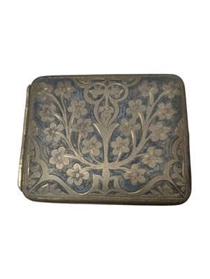 Lot 381 - EARLY 20TH CENTURY PERSIAN ENAMELLED BRASS CIGARETTE CASE