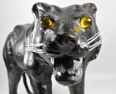 Lot 142 - 20TH CENTURY LEATHER MODEL OF A PANTHER / BIG CAT
