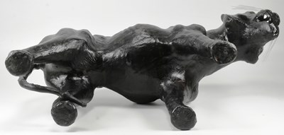 Lot 142 - 20TH CENTURY LEATHER MODEL OF A PANTHER / BIG CAT