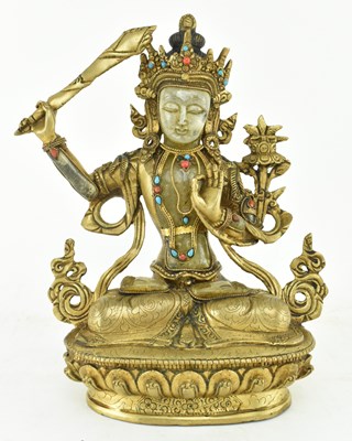 Lot 33 - BRONZE STATUE OF BUDDHA MANJURHRI BODHISATTVA 文殊师利菩萨铜坐像