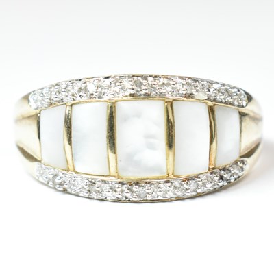 Lot 213 - HALLMARKED 9CT GOLD MOTHER OF PEARL & DIAMOND RING