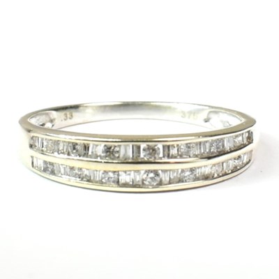 Lot 208 - HALLMARKED 9CT GOLD & DIAMOND TWO ROW HALF ETERNITY RING