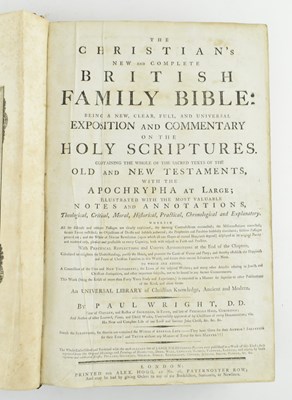 Lot 77 - 1795 THE CHRISTIAN'S BRITISH FAMILY BIBLE BY PAUL WRIGHT