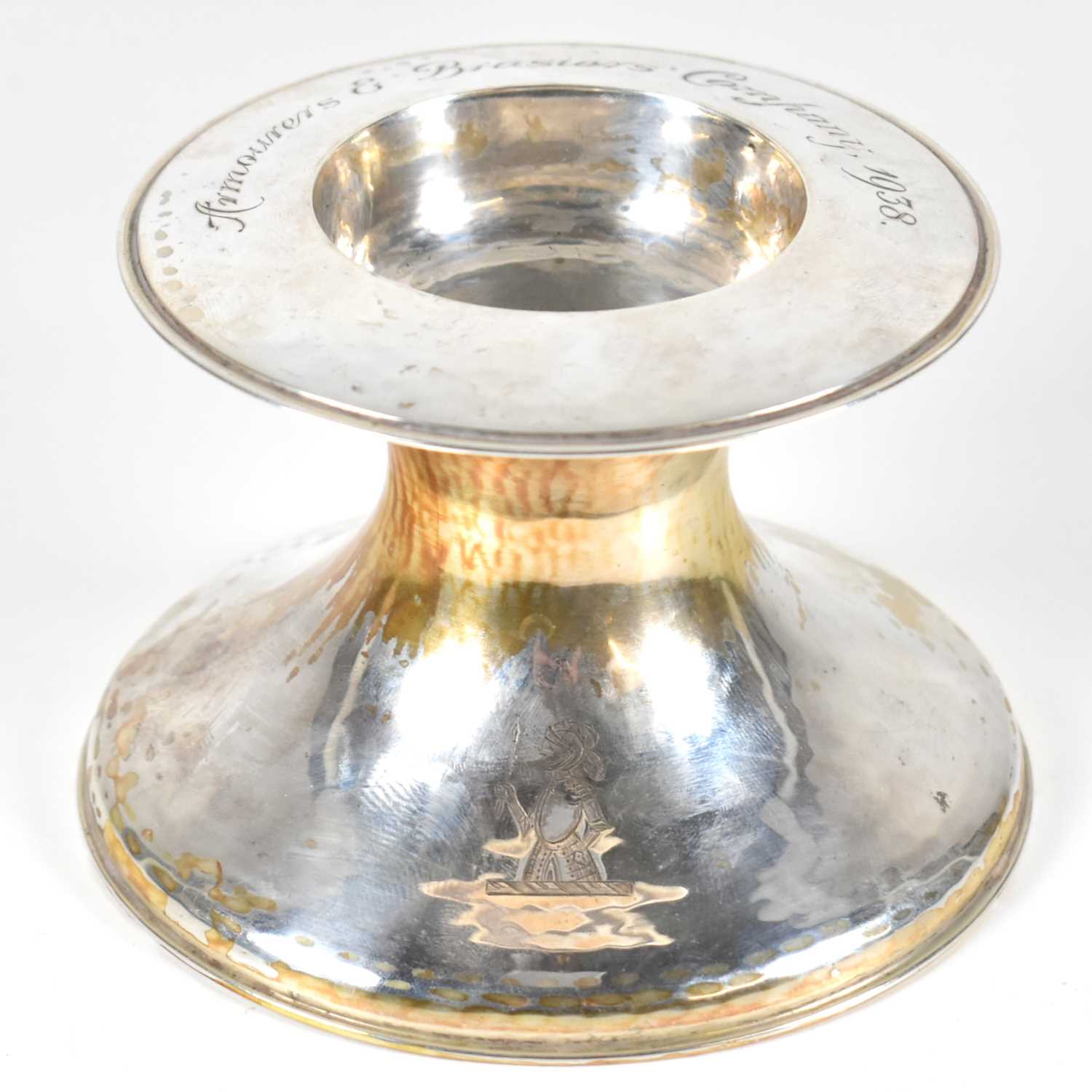 Lot 4 - GEORGE V SILVER ARMOURERS & BRASIERS 1938 CANDLE STAND