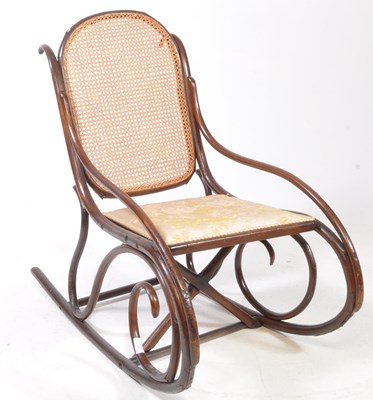 Lot 972 - EARLY 1900S THONET MANNER BENTWOOD CANE ROCKING CHAIR