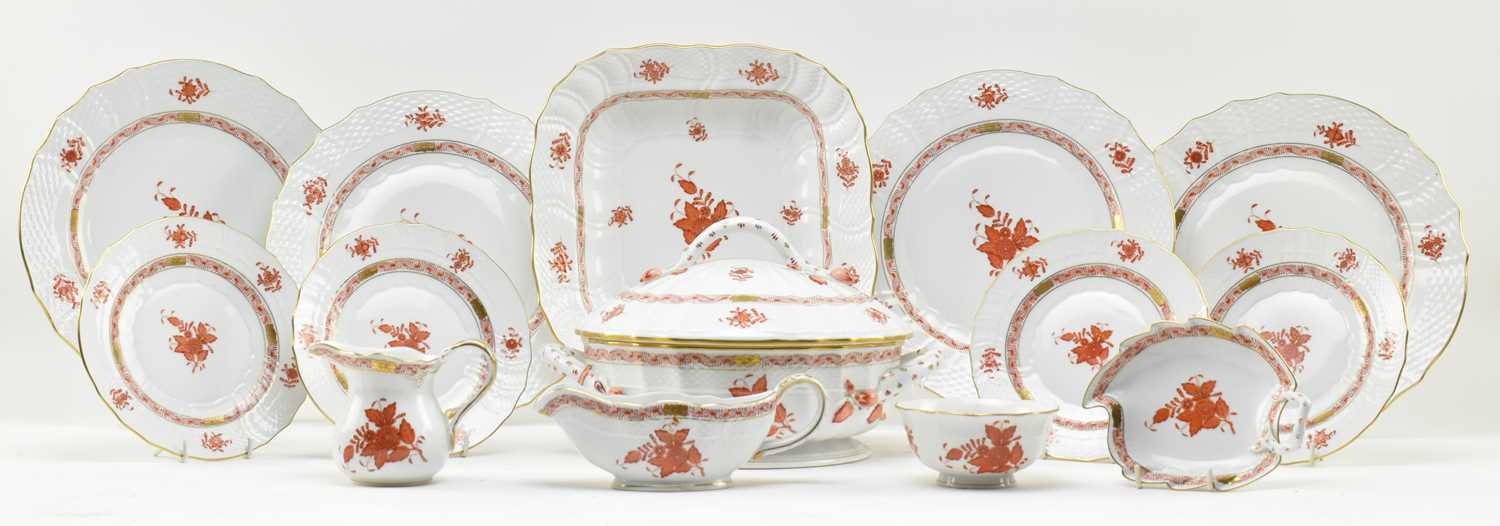Lot 150 - HEREND, HUNGARY - ORANGE APPONYI CHINESE BOUQUET DINNERWARE