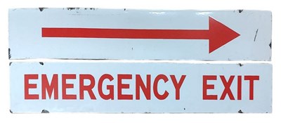 Lot 114 - EMERGENCY EXIT - TWO PORCELAIN ENAMEL SIGN