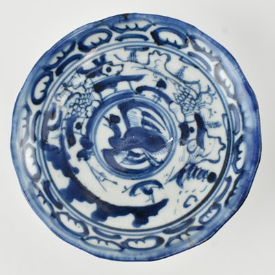 Lot 11 - THREE QING / REPUBLIC PERIOD BLUE AND WHITE PLATES 清/民国 青花山水盘两个