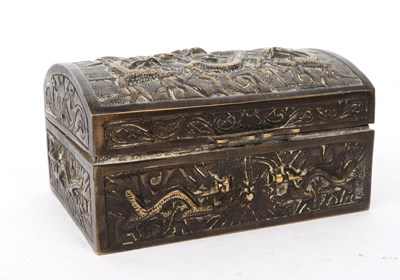 Lot 259 - EARLY 20TH CENTURY CHINESE BRASS TOBACCO DRAGON BOX