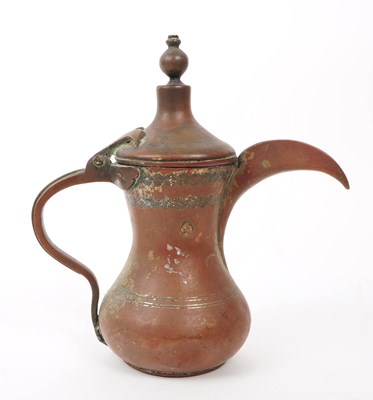 Lot 265 - 19TH CENTURY TURKISH / ISLAMIC BRASS DALLAH COFFEE POT