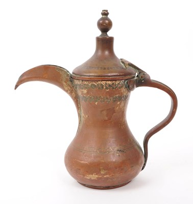 Lot 265 - 19TH CENTURY TURKISH / ISLAMIC BRASS DALLAH COFFEE POT