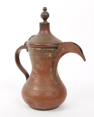 Lot 265 - 19TH CENTURY TURKISH / ISLAMIC BRASS DALLAH COFFEE POT
