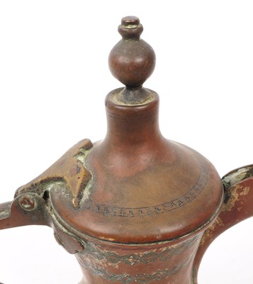 Lot 265 - 19TH CENTURY TURKISH / ISLAMIC BRASS DALLAH COFFEE POT