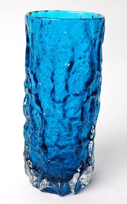 Lot 69 - WHITEFRIARS - MID CENTURY KINGFISHER BLUE BARK STUDIO GLASS VASE
