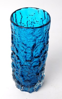 Lot 69 - WHITEFRIARS - MID CENTURY KINGFISHER BLUE BARK STUDIO GLASS VASE