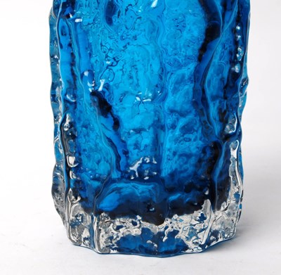Lot 69 - WHITEFRIARS - MID CENTURY KINGFISHER BLUE BARK STUDIO GLASS VASE